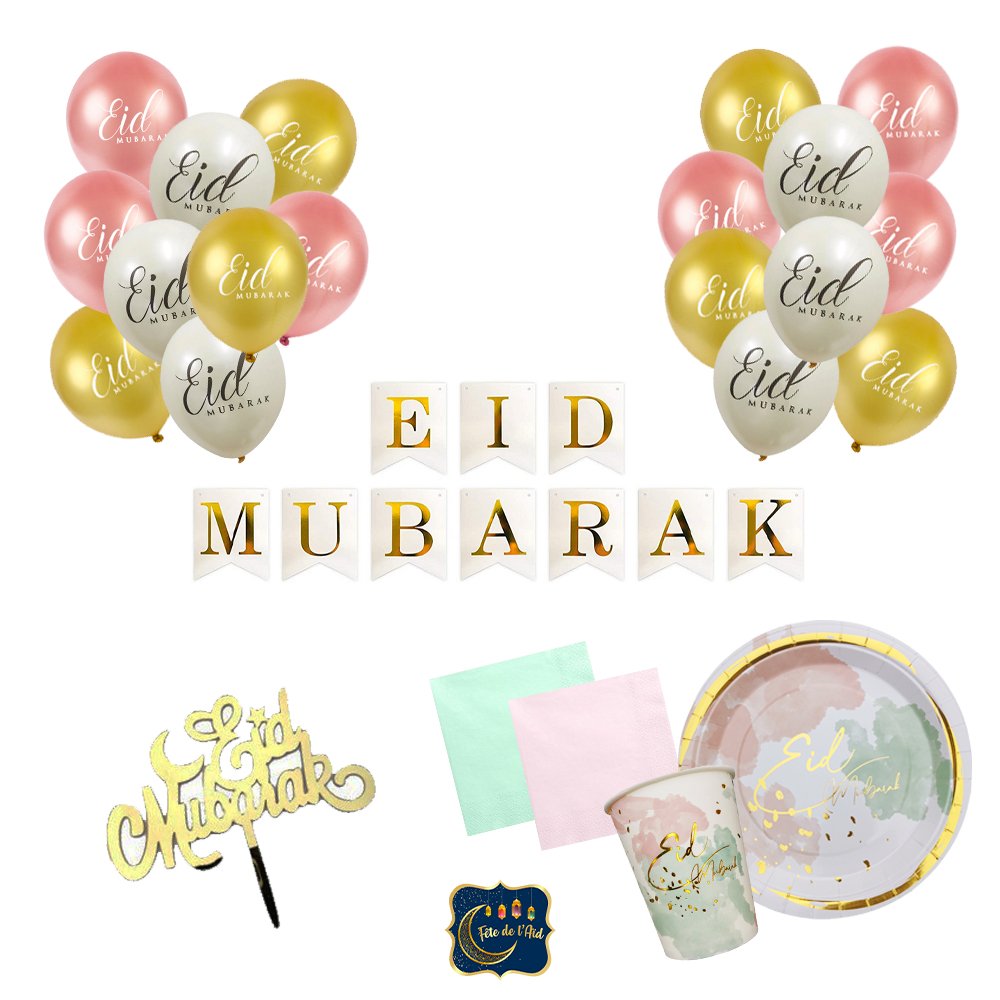 Mega Pack Eid Mubarak 37 ballons (grands ballons dorés pour une